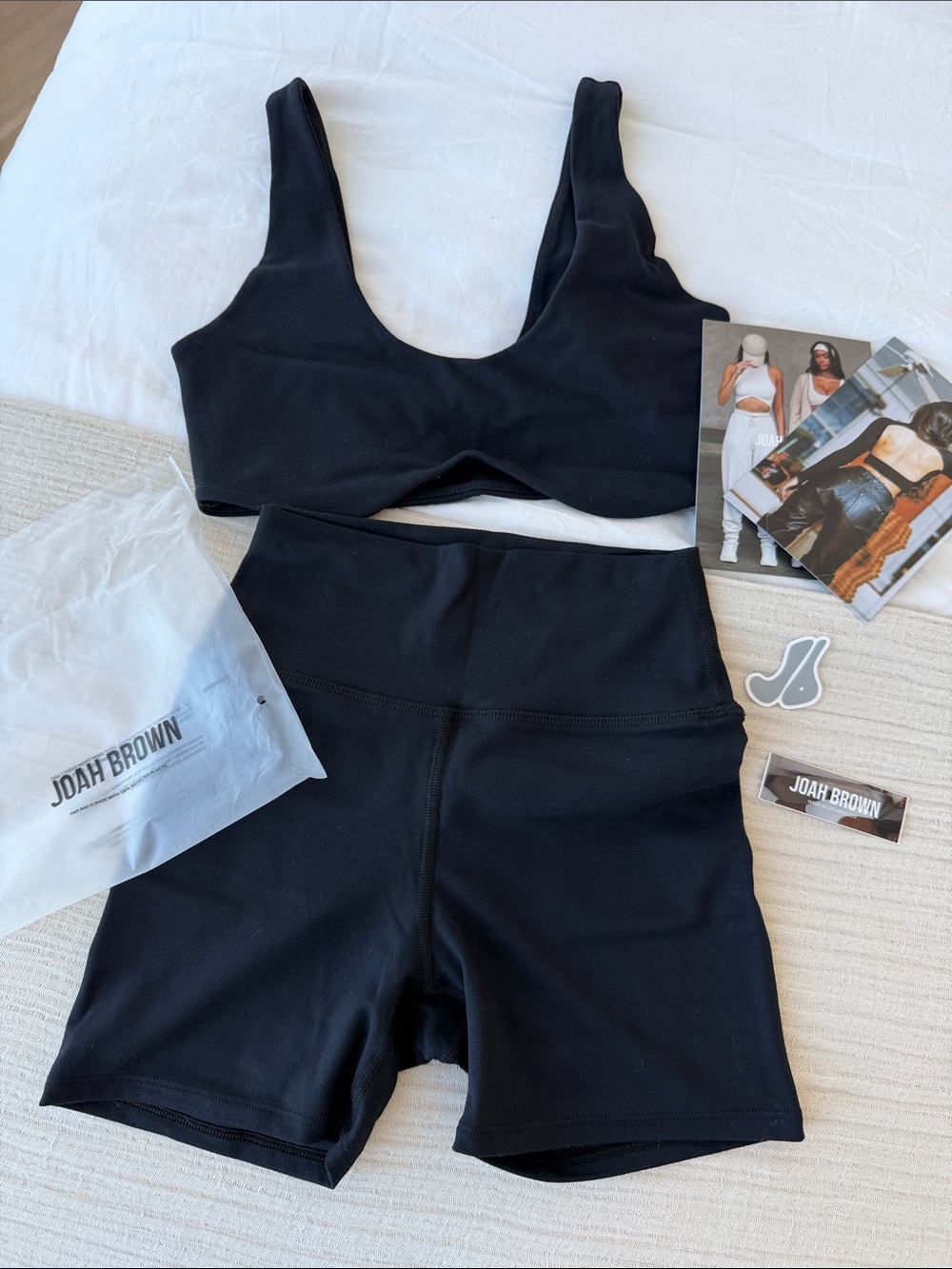 NWT Joah Brown Contour Bra & High Waisted Bike Shorts Set Size S/M